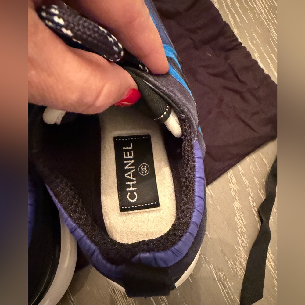 CHANEL Black and Blue Athletic Sneakers - Picture 5 of 13